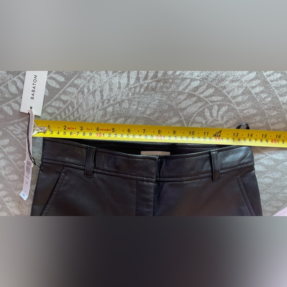 NWT Babaton Publish Black Faux Leather Wide Leg Pants - Picture 6 of 8